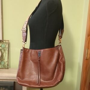 Sam & Hadley Brown Faux Leather Shoulder Bag With Two Straps